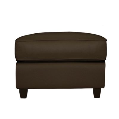 Brown Dante leather foot stool with dark feet