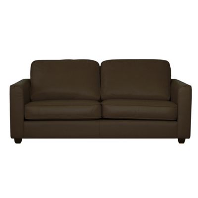 Brown Dante leather sofa bed with dark feet