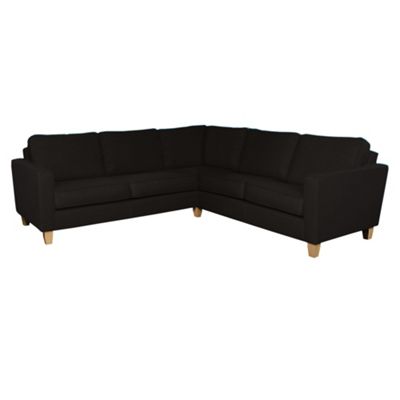 Black 'Dante' light footed leather corner sofa