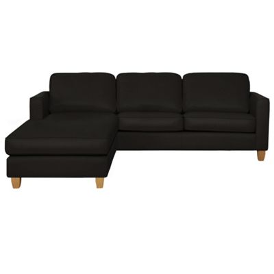 Black leather 'Dante' light footed left facing corner sofa
