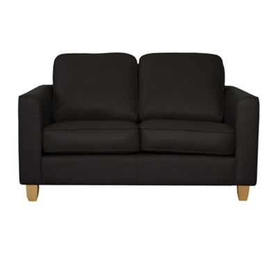 Black leather 'Dante' small light footed sofa