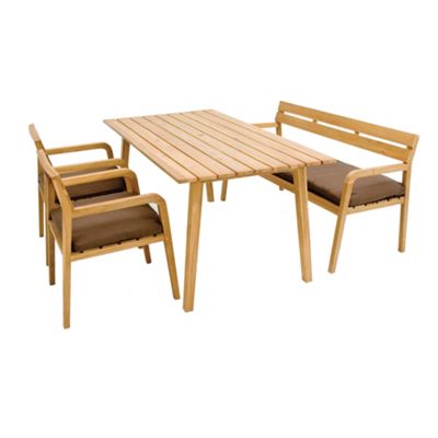 Debenhams Teak effect Astoria cushioned dining set