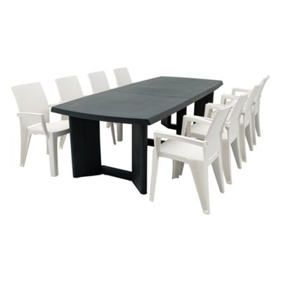 Black New York extending dining table and chairs