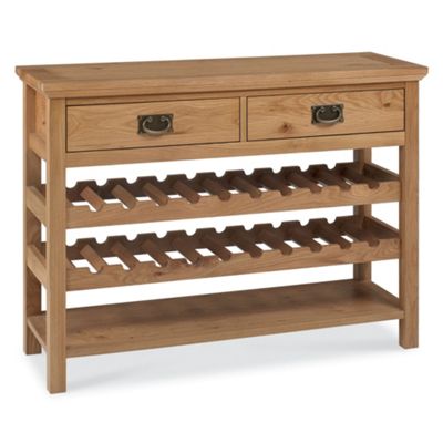 Oak Provence console table with wine rack