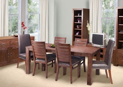 Bruges fixed top dining table and six standard