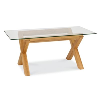 Debenhams Glass Lyon oak coloured dining table