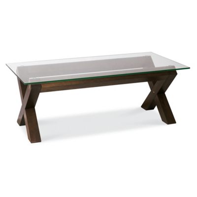 Debenhams Walnut and glass Lyon coffee table