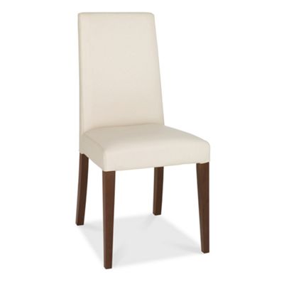 Pair of ivory Akita walnut taper back dining chairs