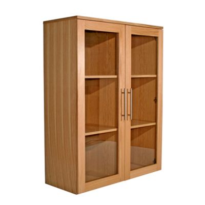 Alphason Oakwood wide glazed bookcase