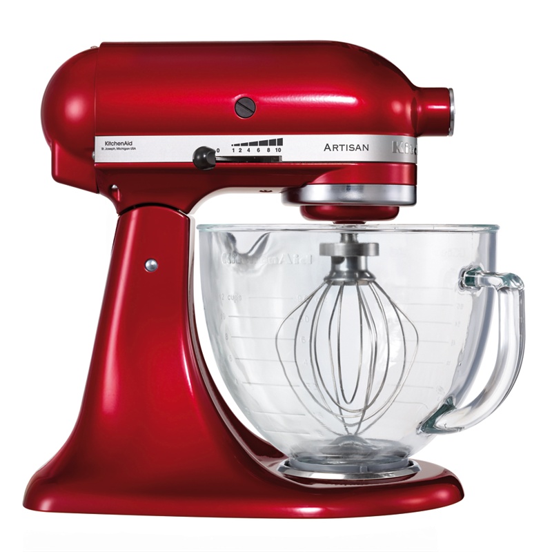 KitchenAid Red Candy Apple 'Artisan' Mixer With Glass Bowl 5Ksm156bca