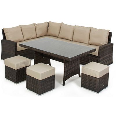 Debenhams Dark brown rattan effect LA Kingston corner garden Debenhams Dark brown rattan effect LA Kingston corner garden