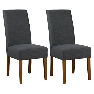 Debenhams - Pair of grey fabric 'Parsons' dining chairs with dark wood ...