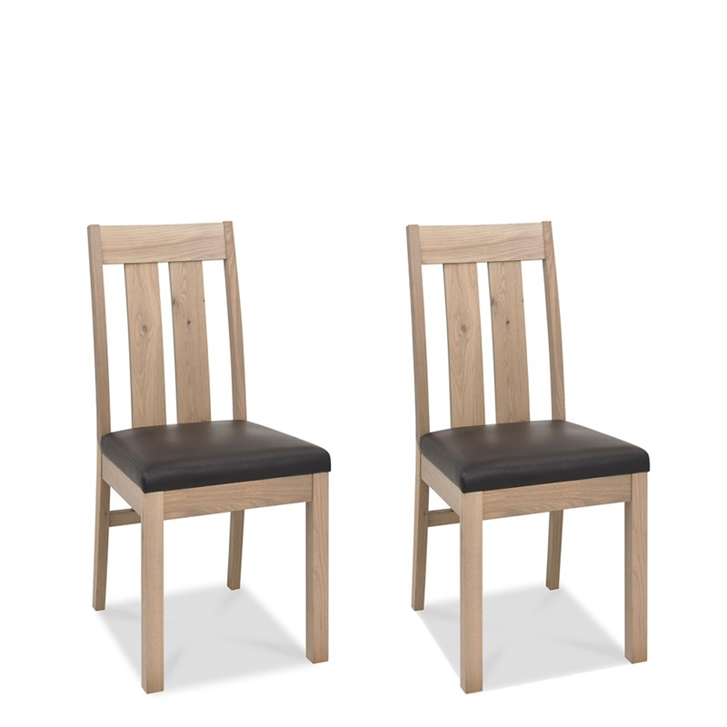 Debenhams - Pair Of Oak 'Turin' Slatted Back Dining Chairs With Leather Seat Pad Review