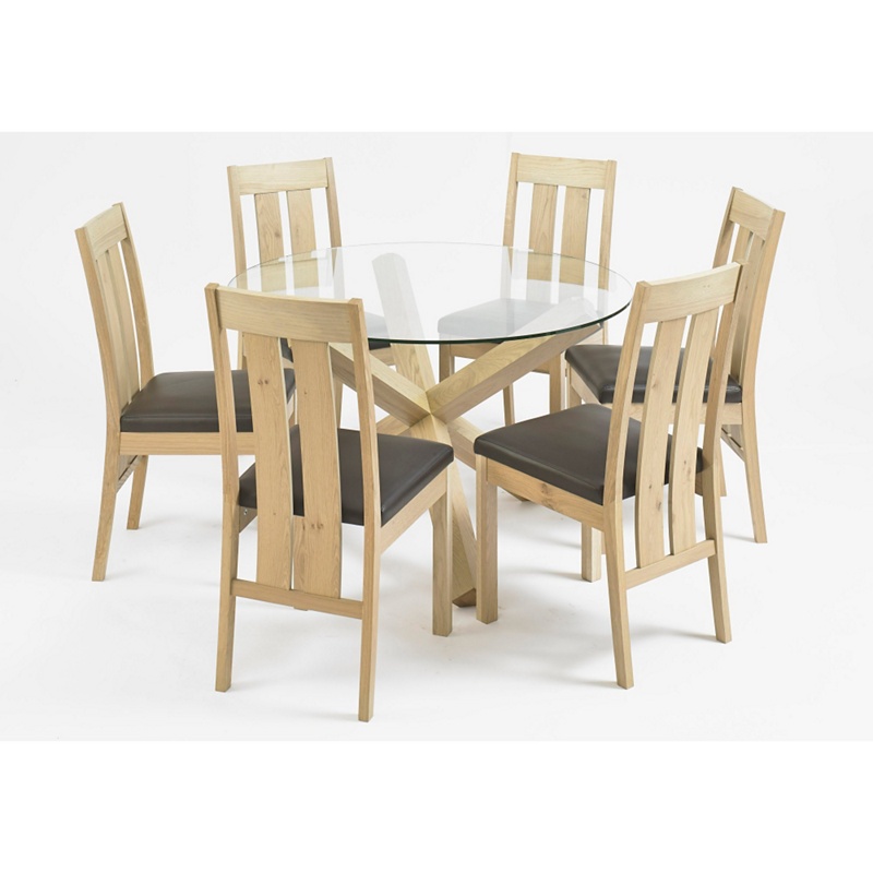 Debenhams - Oak And Glass 'Turin' Round Table And 6 Slatted Back Chairs Review