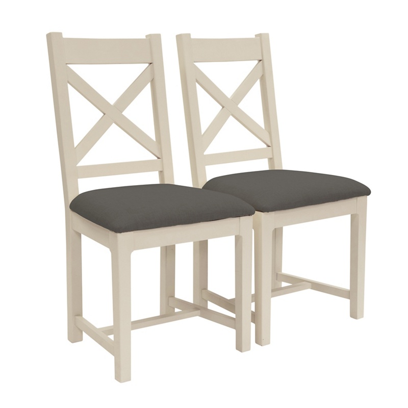 Willis & Gambier - Pair Of 'Newquay' Cross Back Dining Chairs With Grey Fabric Seats Review