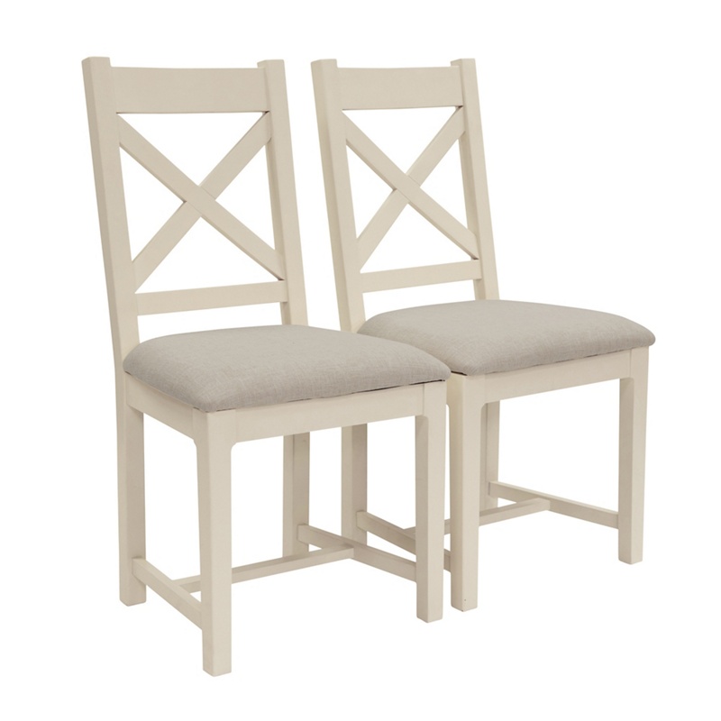 Willis & Gambier - Pair Of 'Newquay' Cross Back Dining Chairs With Light Grey Fabric Seats Review