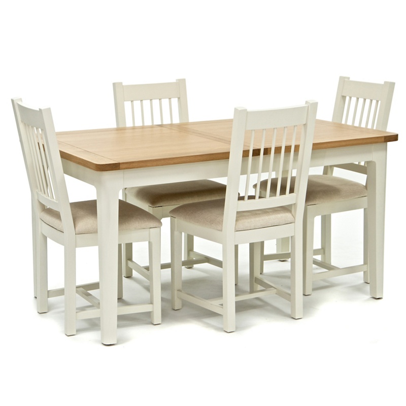 Willis & Gambier - Oak Top 'Newquay' Small Extending Dining Table And 4 Spindle Back Dining Chairs With Cream Seats Review