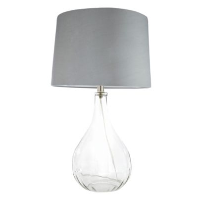 Grey glass base table lamp