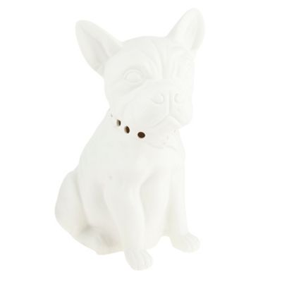 White porcelain dog table lamp