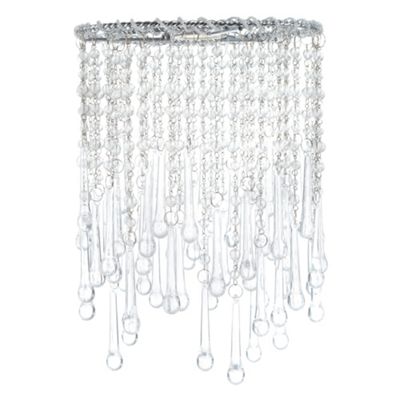 Silver hanging teardrop crystal ceiling light