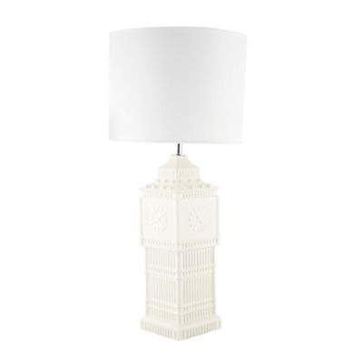 White clock design table lamp