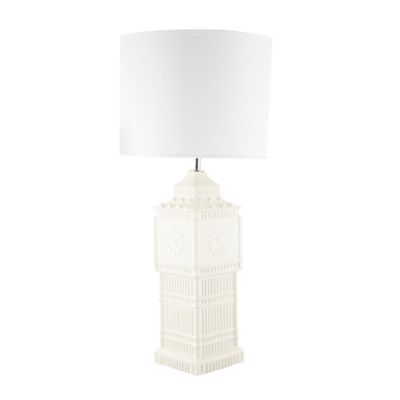 White clock design table lamp