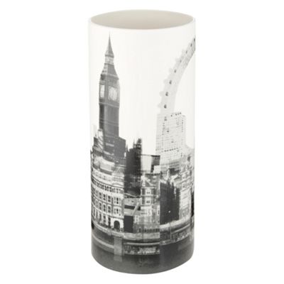 Debenhams White skyline print table lamp