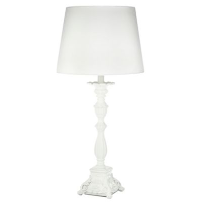 White sculpted stand table lamp