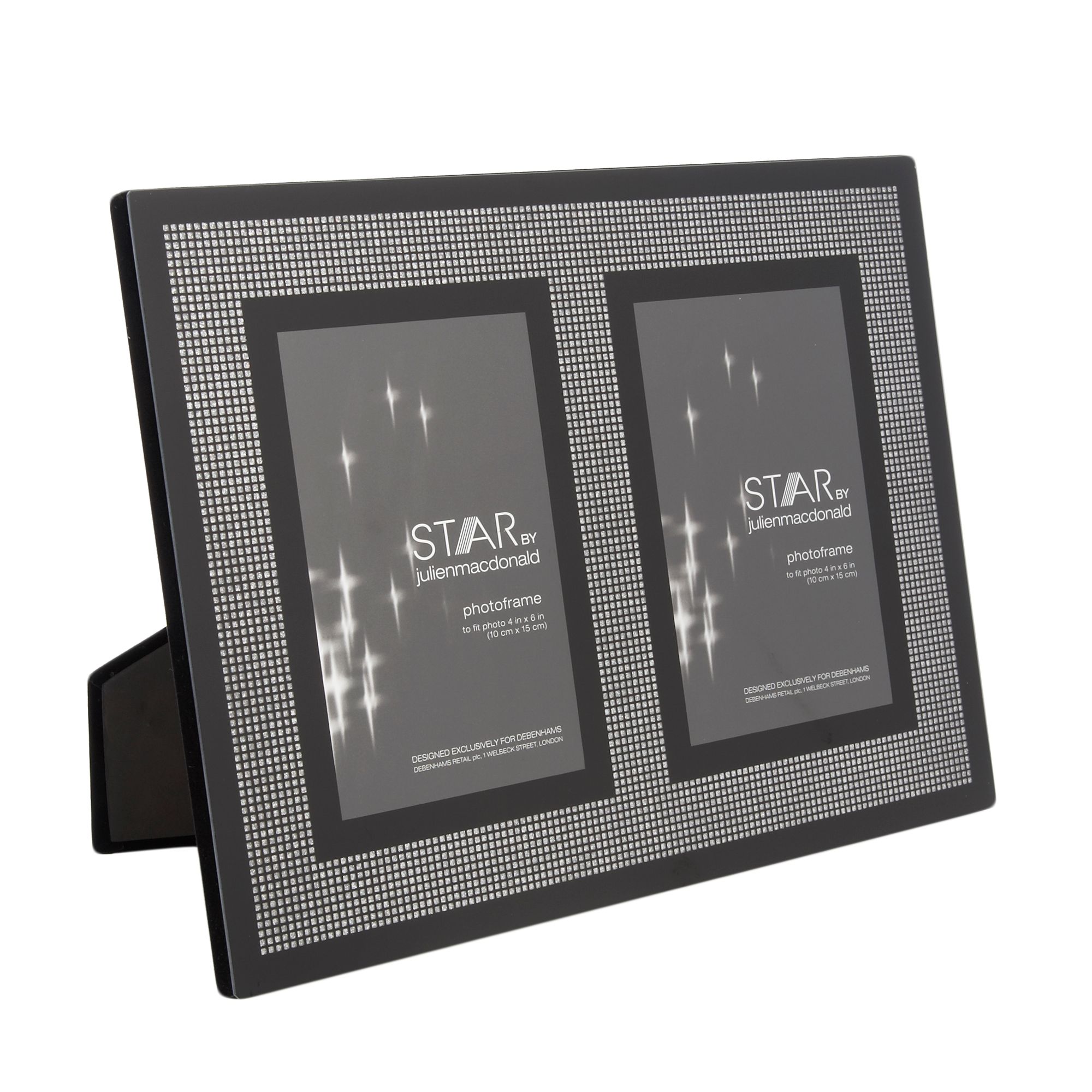 Star By Julien Macdonald Black Glittery Double Photo Frame From
