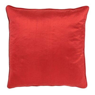 Bright plain piped silk cushion