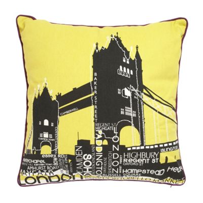 Multi coloured London Bridge cushion