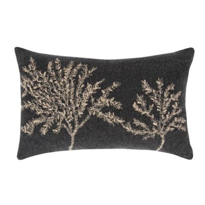 Dark grey embroidered tree cushion