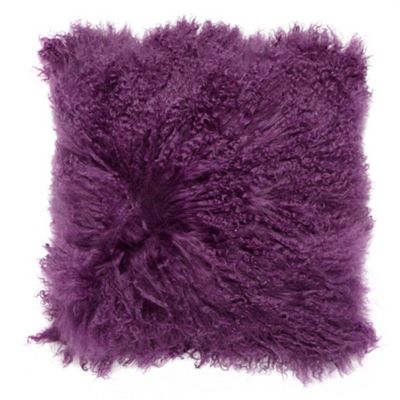 Purple Mongolian sheep wool cushion