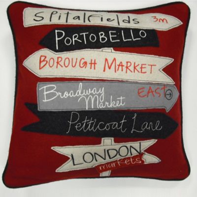 Red London markets cushion                                                                                                      