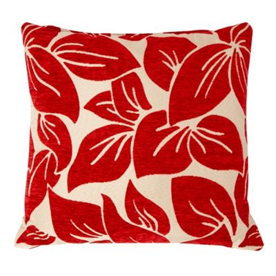 Home Collection Red large textured leaf cushion- at Debenhams