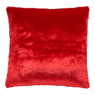 Red faux fur cushion