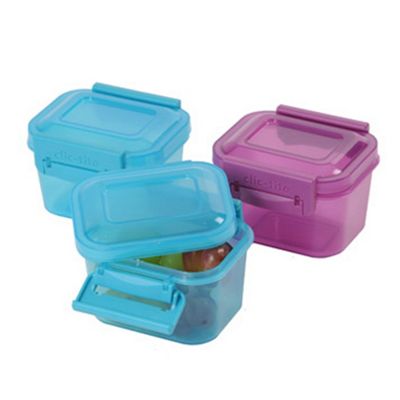 Click Tite pack of three turquoise and purple 360ml lunch boxes                                                                 