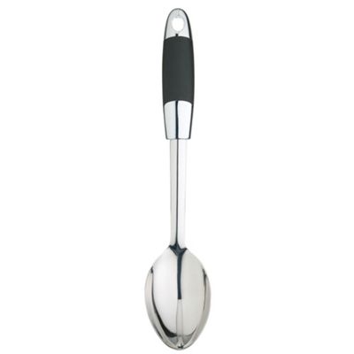 Silver stainless steel cooking spoon