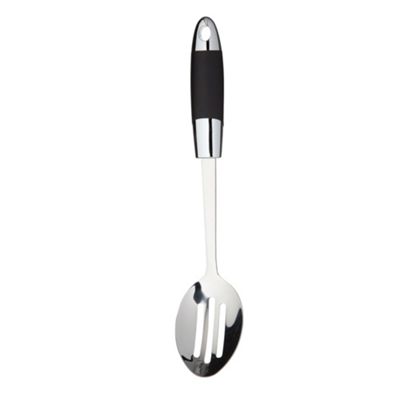 Silver stainless steel slotted spoon