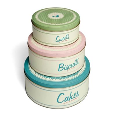 Set of three storage tins