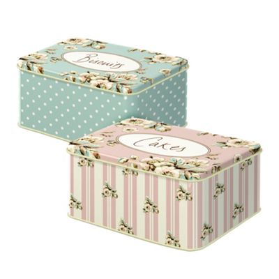 Katie Alice - Cottage Flower Set of 2 Rectangular Tins