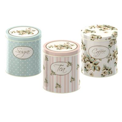 Set of three Cottage Flower storage tins