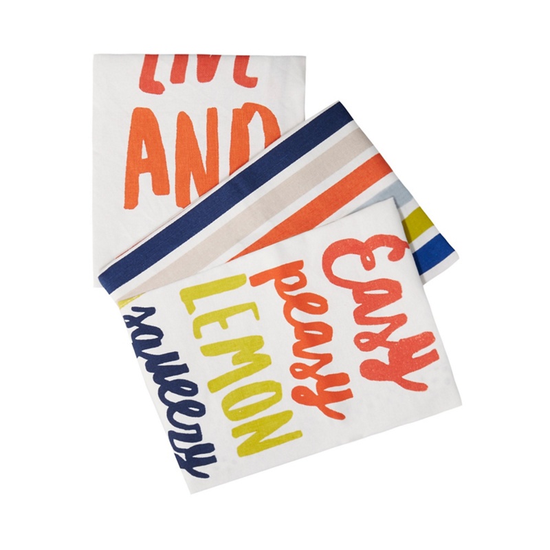 Home Collection - Set Of Three Multi-Coloured Slogan Print Tea Towels Review