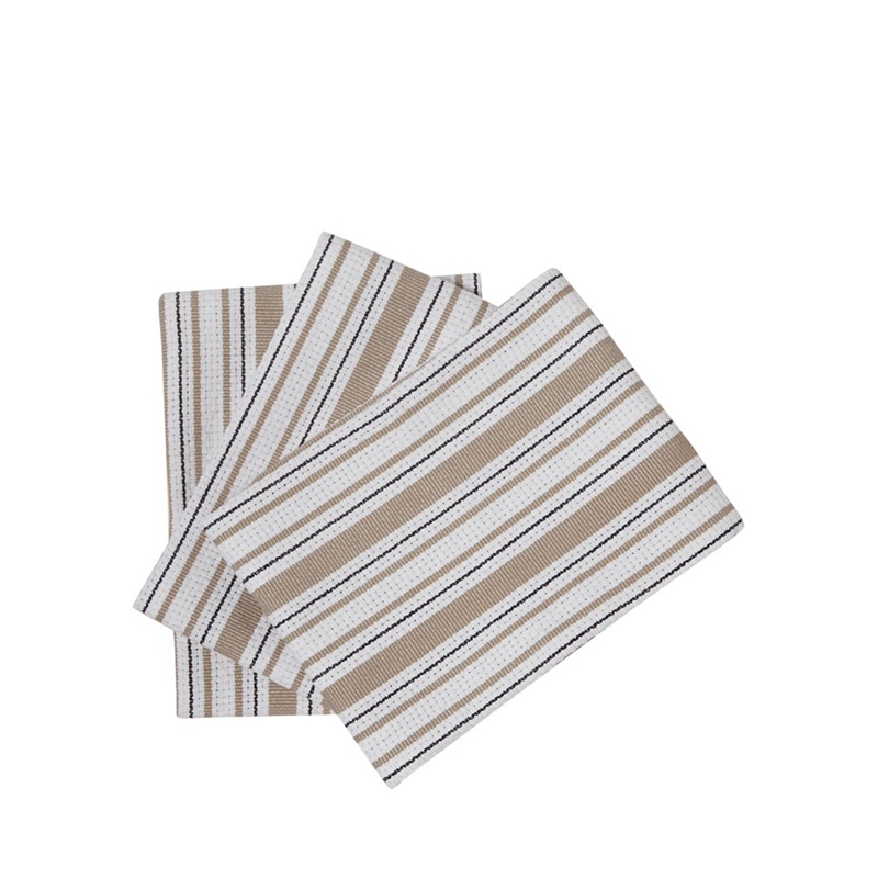 Home Collection - Set Of Three Cream Basket Weave Striped Tea Towels Review