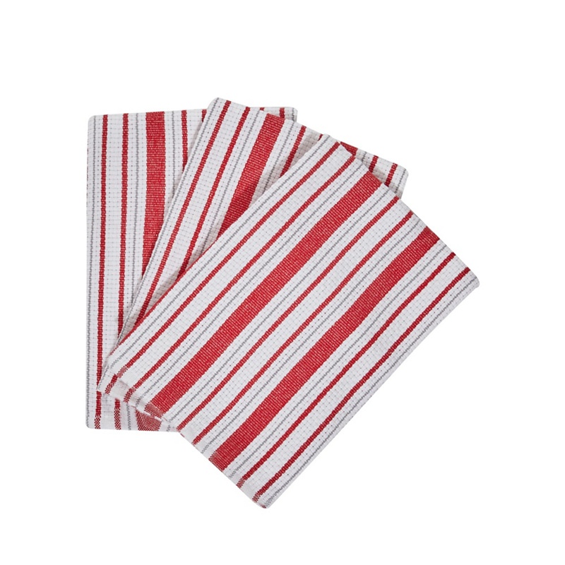 Home Collection - Set Of Three Red And White Striped Tea Towels Review