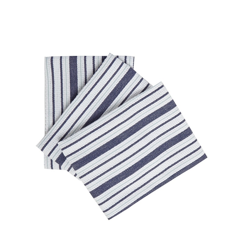 Home Collection - Set Of Three White And Navy Striped Tea Towels Review