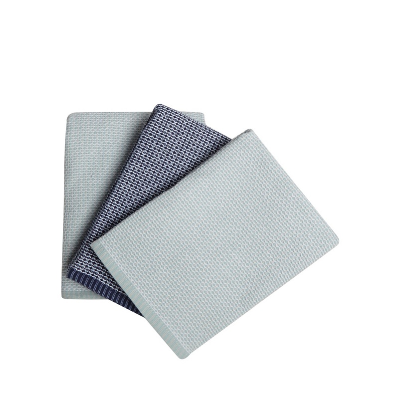 Home Collection - Set Of Three Light Green And Navy Textured Tea Towels Review