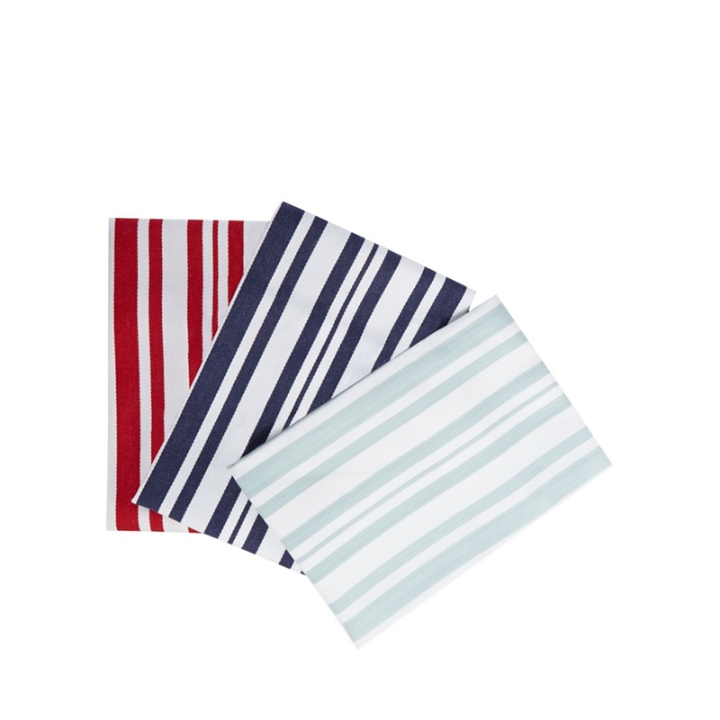 Home Collection - Set Of Three Multi-Coloured Striped Tea Towels Review