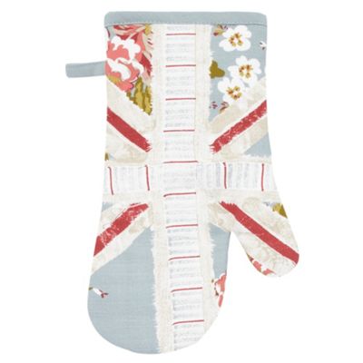 Blue British heritage oven mitts