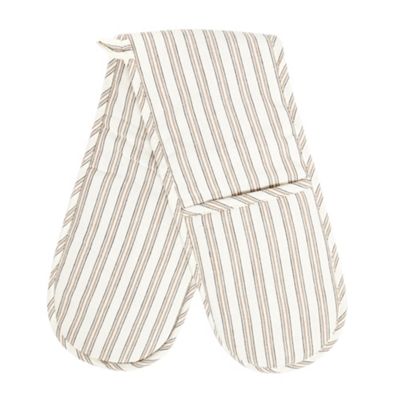 Cotton natural striped double oven gloves                                                                                       